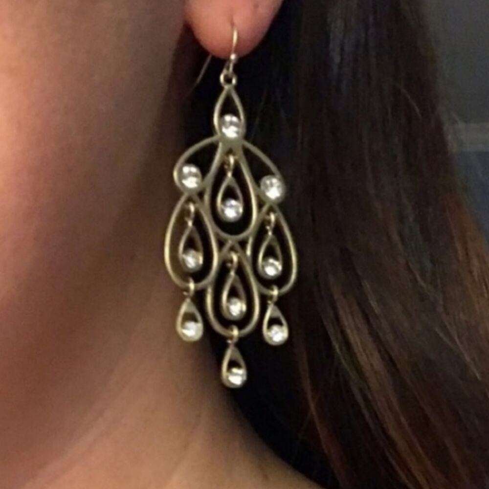 Lia Sophia Gold Fine Chandelier Crystal French Wire Earrings